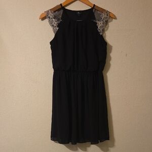 I.N. San Francisco Black Halter Pleated Mini Dress